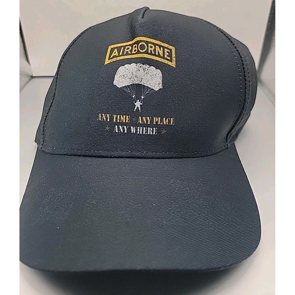 U.S. Army Airborne Hat Paratrooper 'Any Time Any Place Anywhere' Cap Adjustable